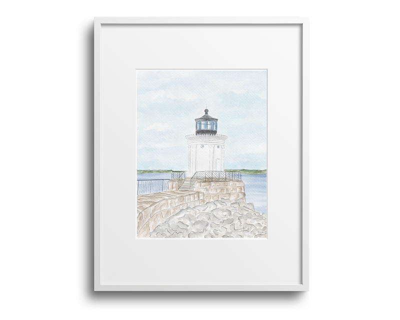 Bug Light Portland, Maine Watercolor Art Print