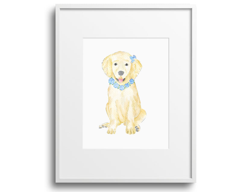 Hydrangea Dog Watercolor Art Print