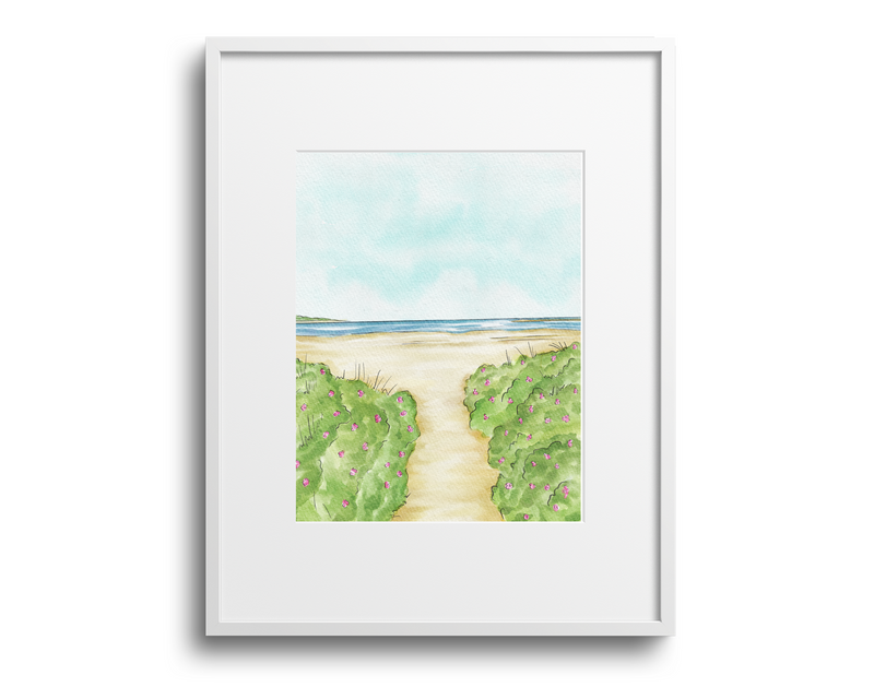 Goose Rocks Beach Kennebunkport, Maine Watercolor Art Print
