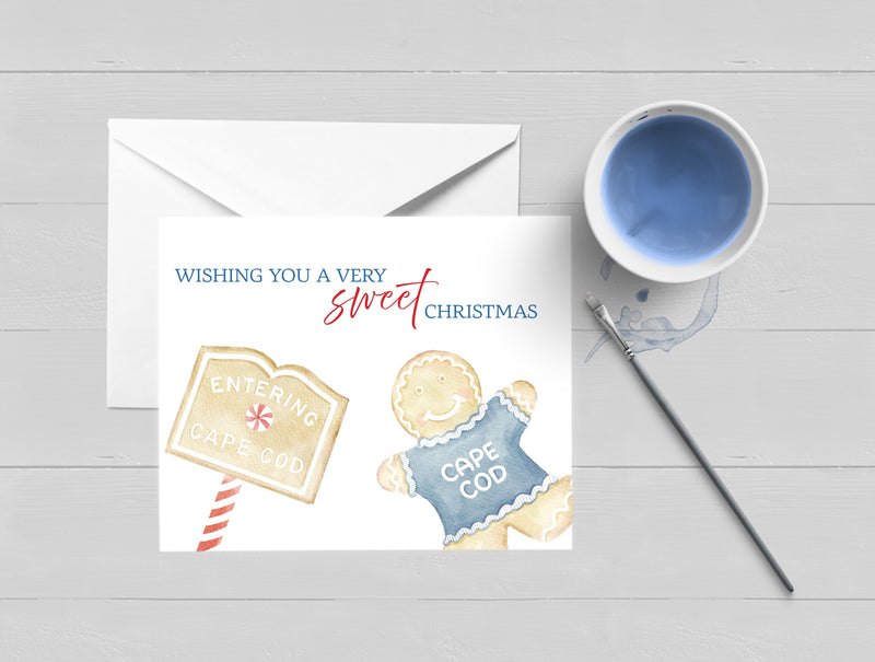 A Very Sweet Cape Cod Gingerbread Holiday Card