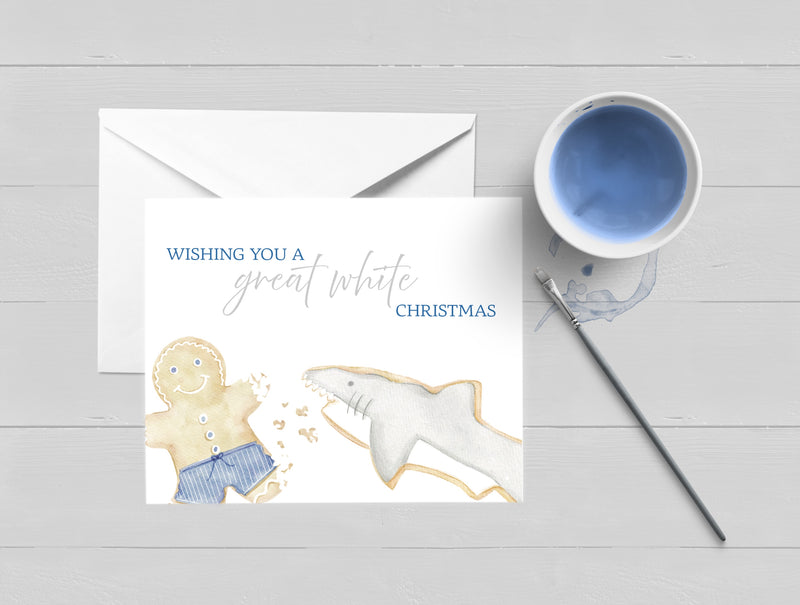 A Great White Christmas Gingerbread Holiday Card