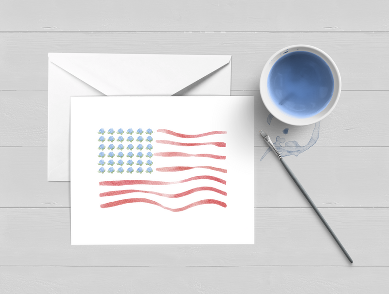 Hydrangea Flag Watercolor Greeting Card