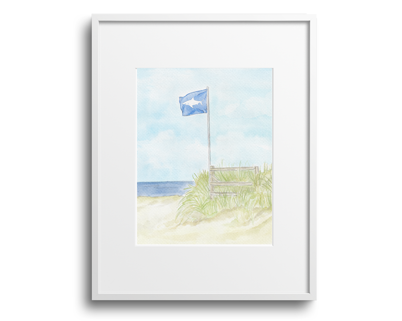 Shark Warning Watercolor Art Print