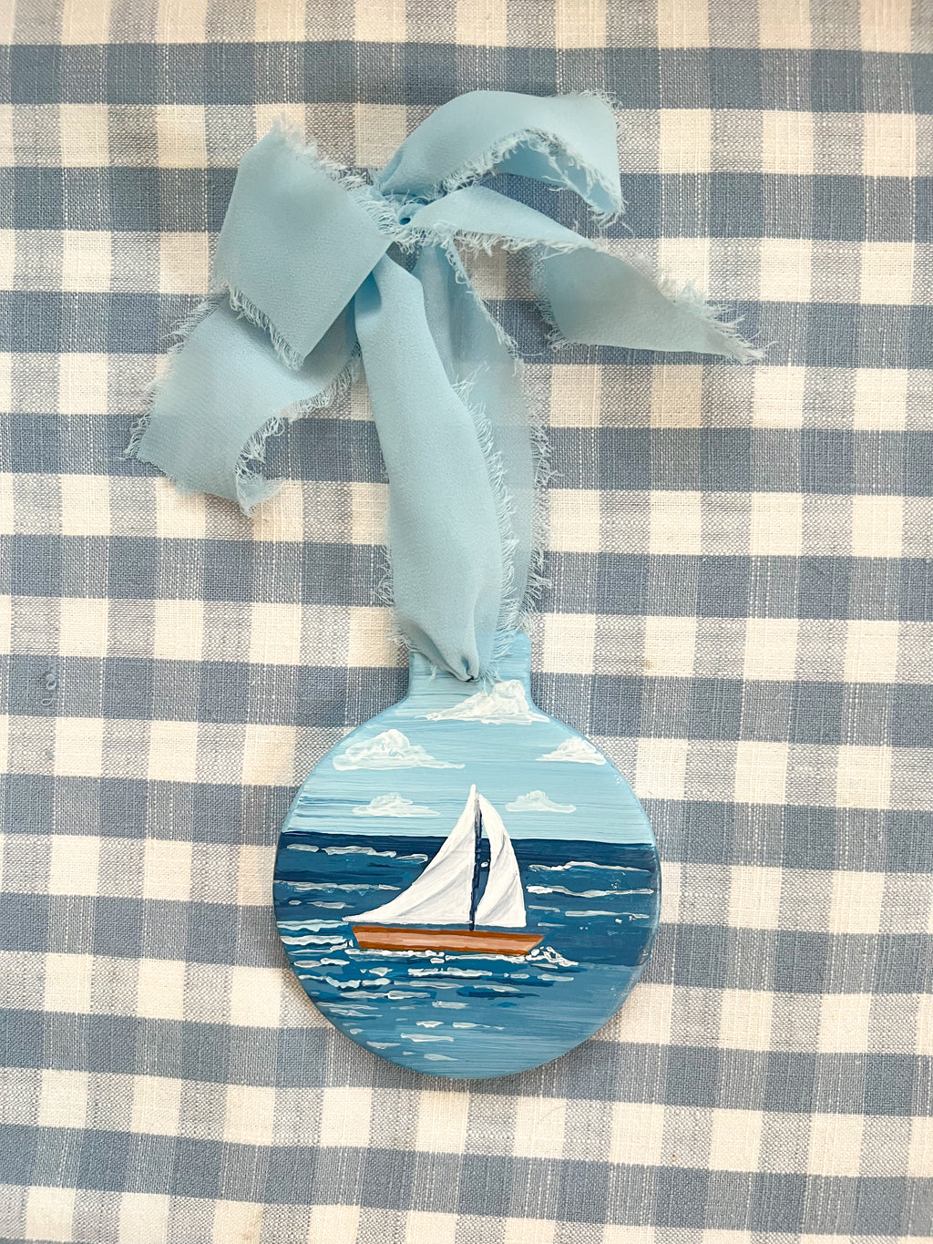 Pre-Order Sail Away Flat Hand Painted Ornament