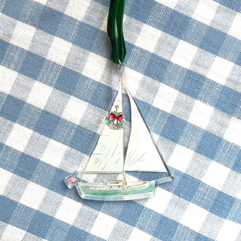 Christmas Sailboat Acrylic Ornament