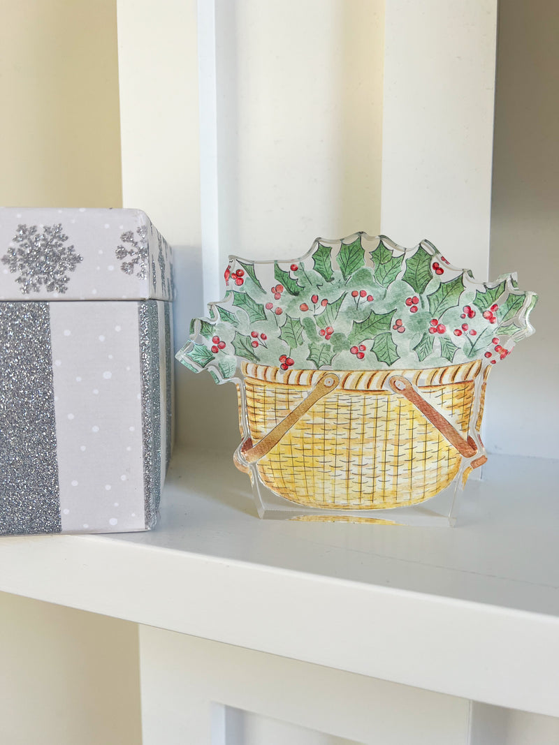 Nantucket Basket with Holly Acrylic "Shelfie"