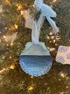 Hydrangea Ocean Views Scallop Shell Hand Painted Ornament