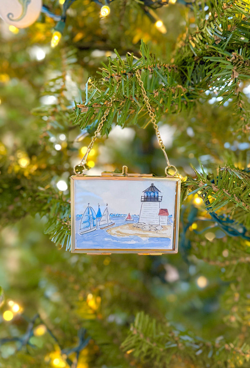 A Brant Point Sail Mini Original Framed Watercolor