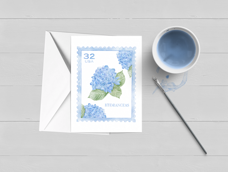 Hydrange Stamp Watercolor Greeting Card