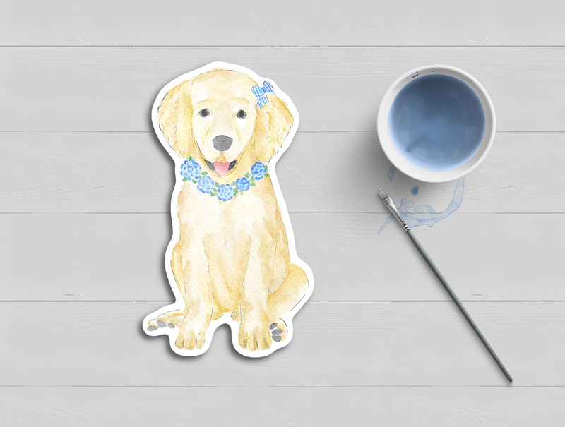 Hydrangea Dog Watercolor Sticker