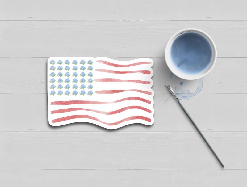 Hydrangea Flag Watercolor Sticker