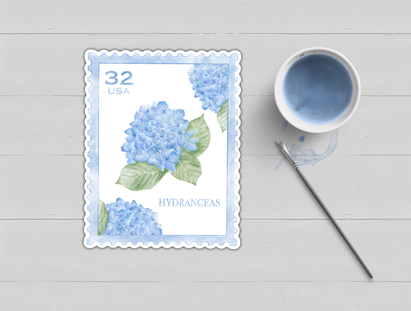 Hydrangea Stamp Watercolor Sticker