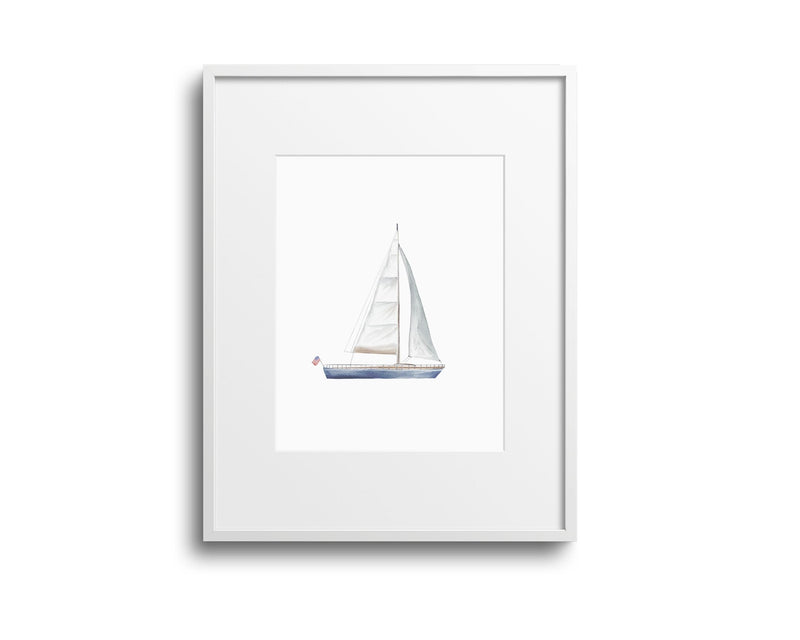 Nautical Sailboat Watercolor Art Print