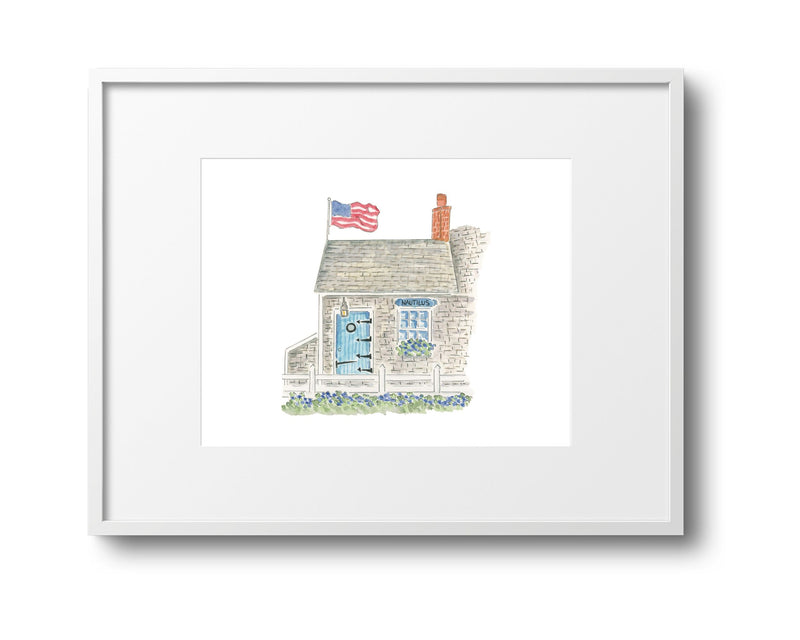 Original Nautilus Cottage Nantucket Watercolor