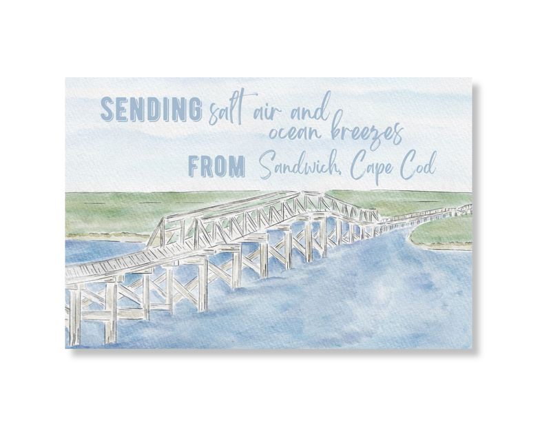 Sandwich Boardwalk Watercolor Postcard