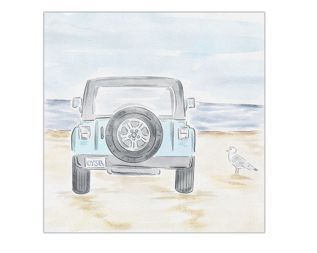 Beach Jeep Cruiser Watercolor Art Print