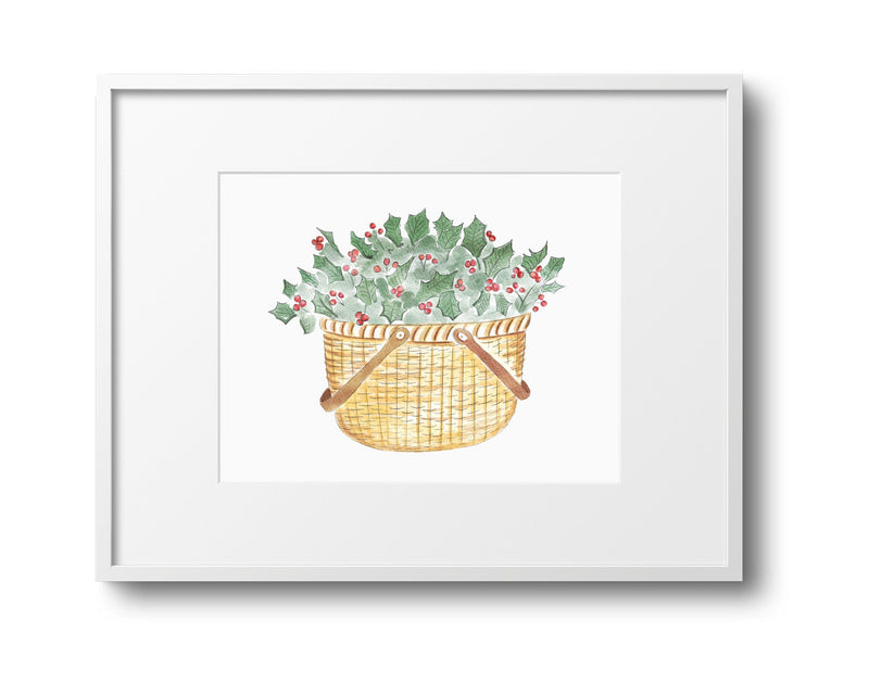 A Holly Jolly Nantucket Basket Art Print