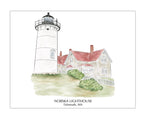 Nobska Lighthouse Falmouth, MA Cape Cod Watercolor Art Print