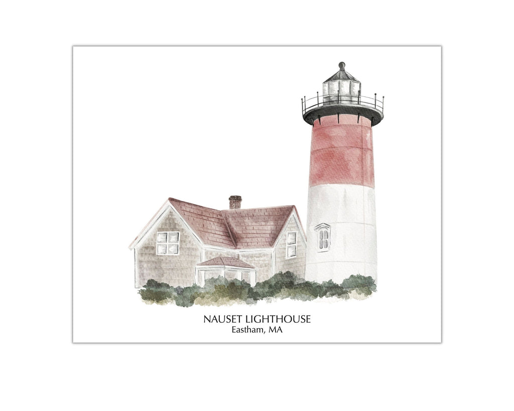 Nauset Lighthouse Eastham, MA Watercolor Art Print