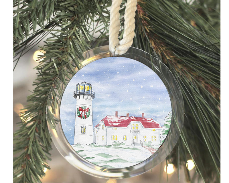 Chatham Lighthouse at Christmas Ornament