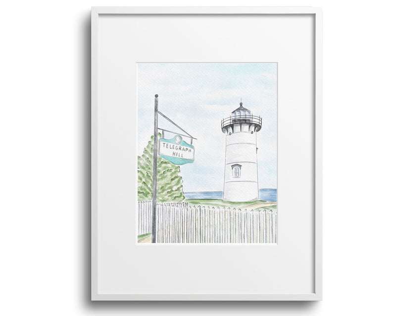 East Chop Lighthouse Oak Bluffs MV Watercolor Art Print
