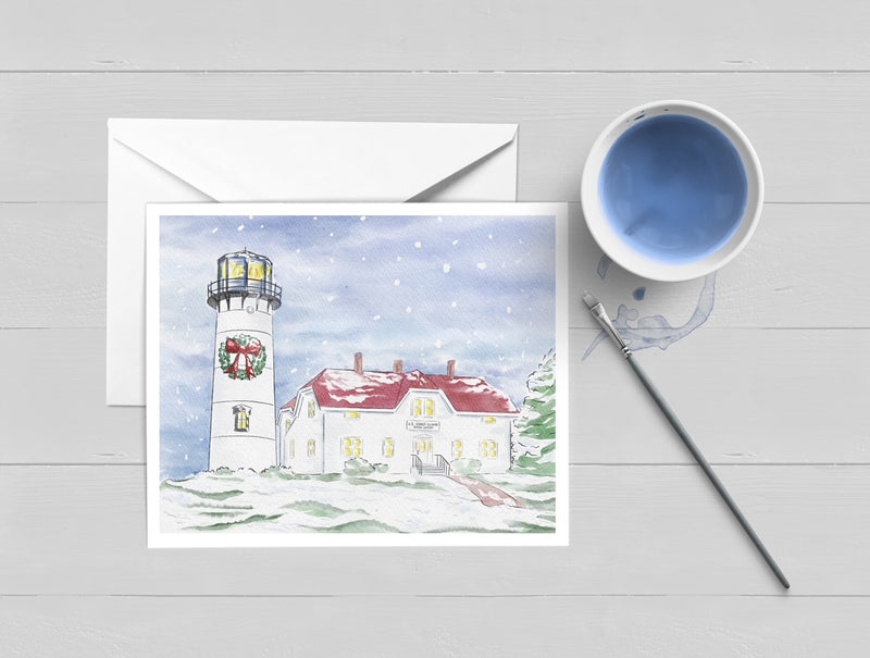 Chatham Lighthouse at Christmas Holiday Card