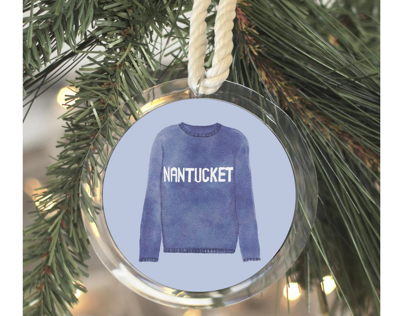 Nantucket Coastal Sweater Christmas Ornament