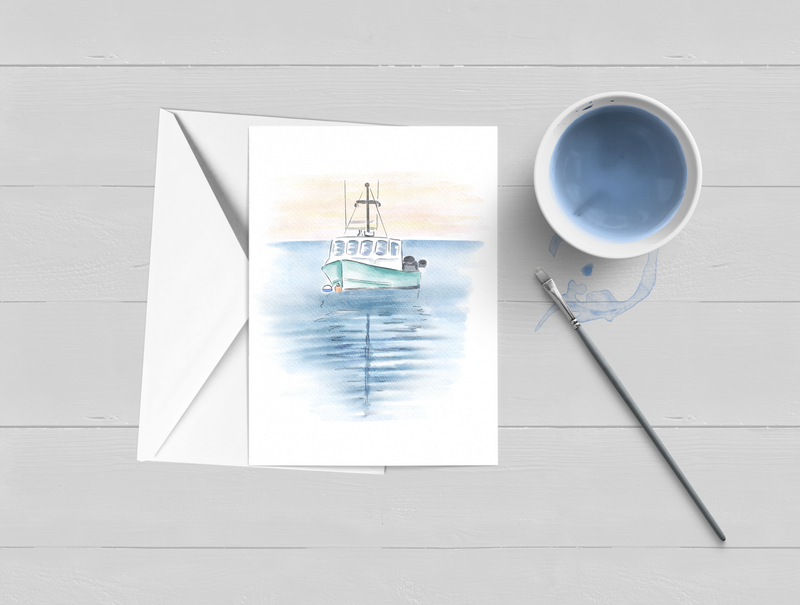 A Chatham Fishing Boat Watercolor Greeting Card