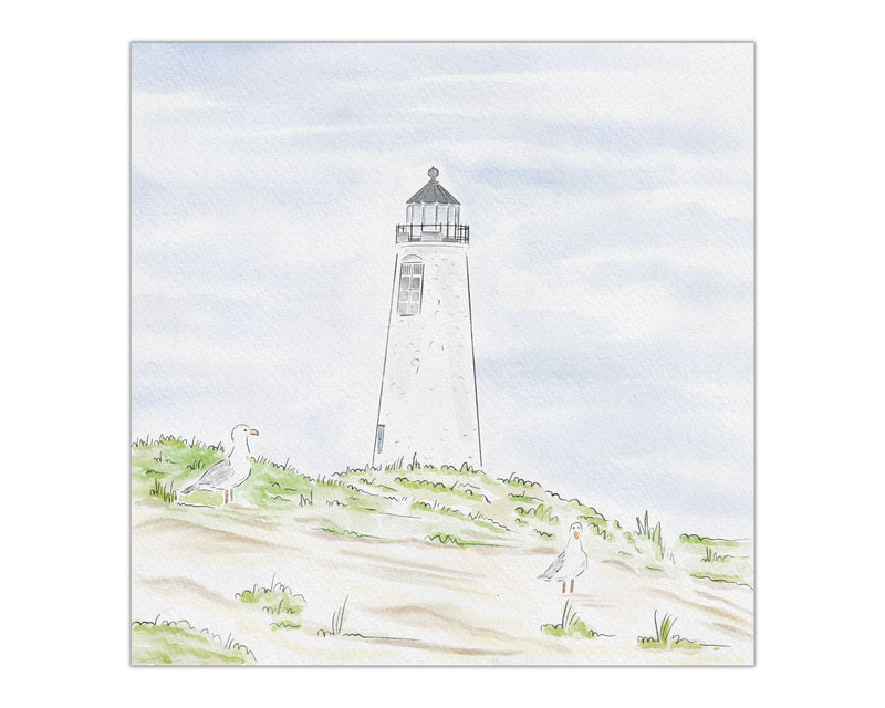 Great Point Lighthouse Nantucket Watercolor Art Print