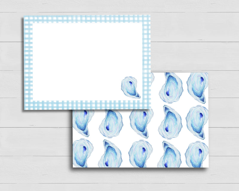 Gingham Oyster Shell Watercolor Stationery Set
