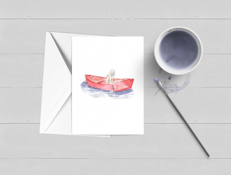 Nantucket Golden Retriever Boat Greeting Card