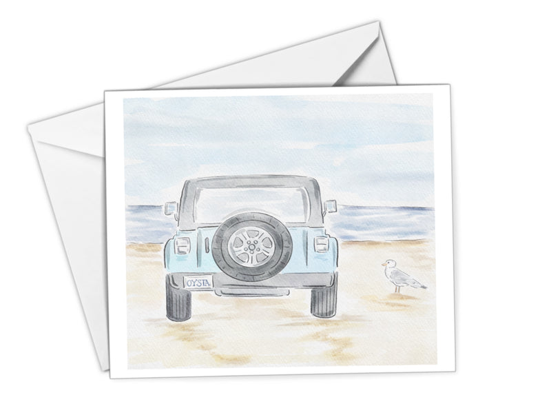 Beach Jeep Cruiser Watercolor Greeting Card