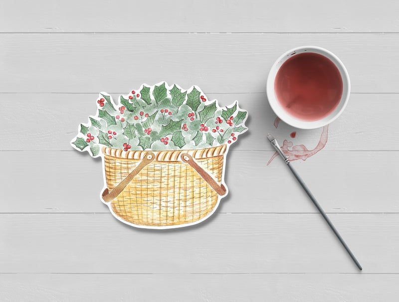 A Holly Jolly Nantucket Basket Christmas Sticker
