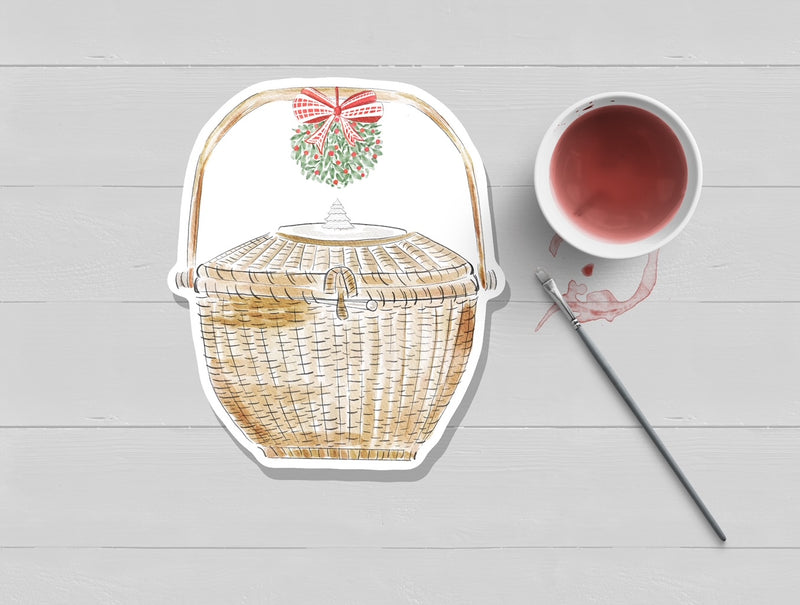 A Mistletoe Nantucket Basket Sticker