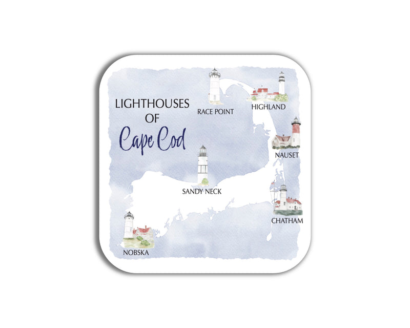 Lighthouses of Cape Cod Map Coaster Set