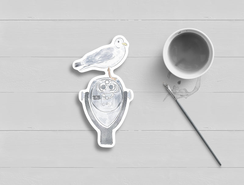 Seagull Lookout Watercolor Sticker