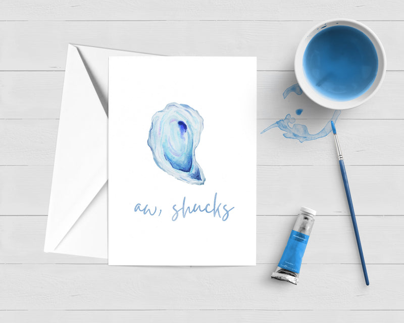 Watercolor oyster greeting card