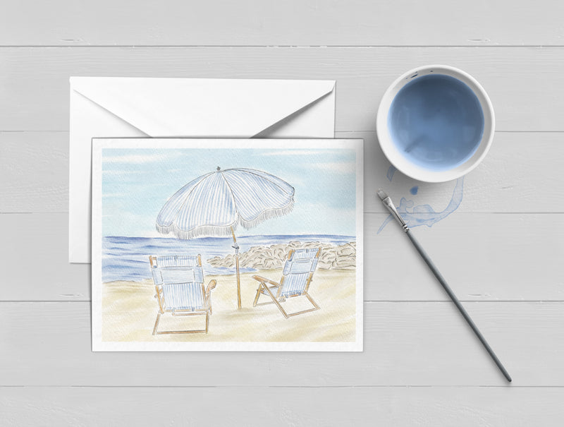 A Summer Beach Day Watercolor Greeting Card