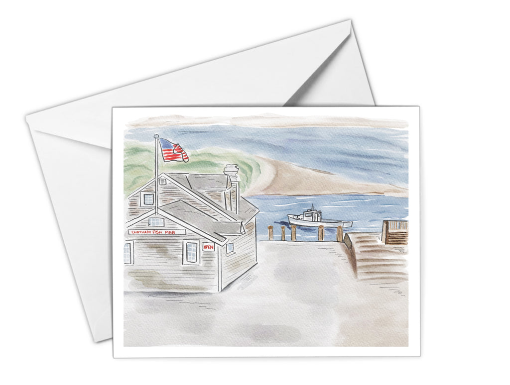 Chatham Fish Pier Watercolor Greeting Card