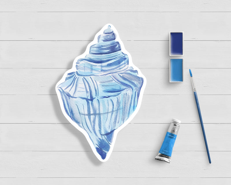 Blue Conch Shell Watercolor Sticker – WonderfullyWritten