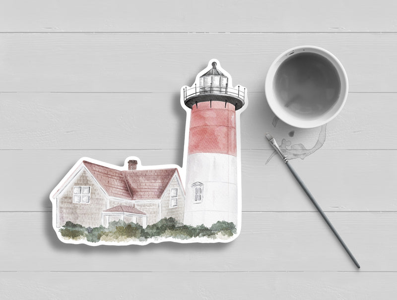 Nauset Lighthouse Eastham Cape Cod Watercolor Sticker