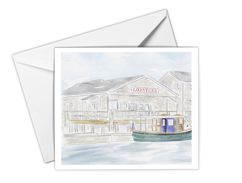 Wharf Lobster Shack Watercolor Greeting Card