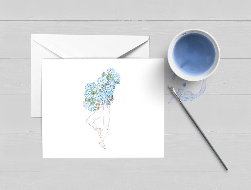 Centered in Hydrangeas Watercolor Greeting Card