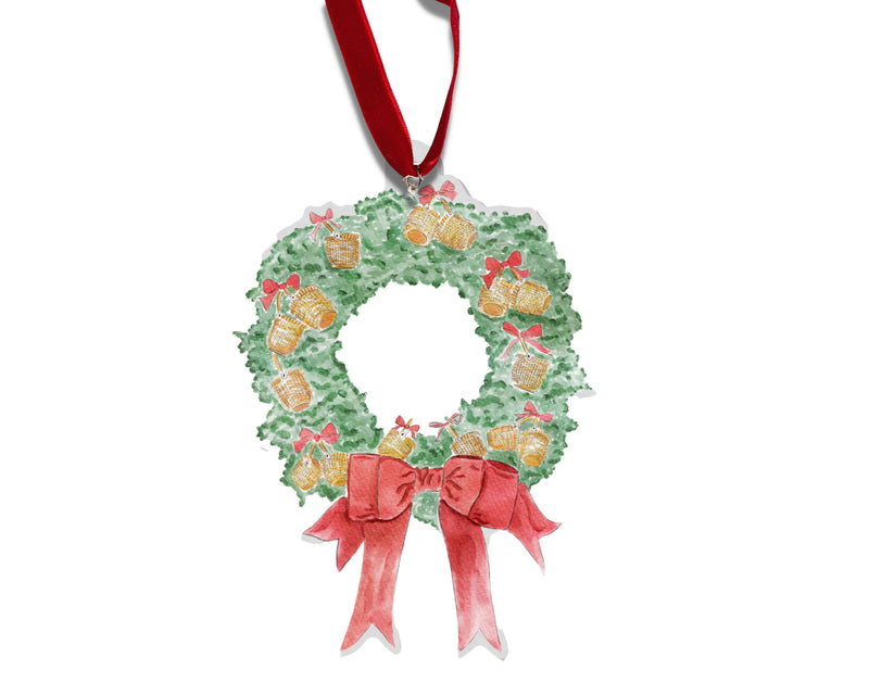 A Very Nantucket Basket Christmas Wreath Acrylic Ornament